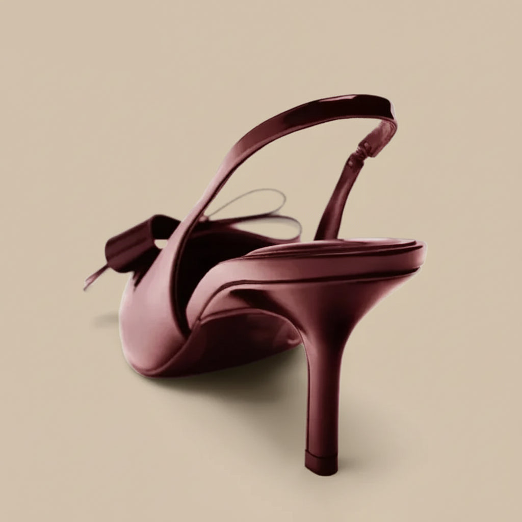Women’s Patent Slingback Heels – Pointed Toe Bow Detail Design