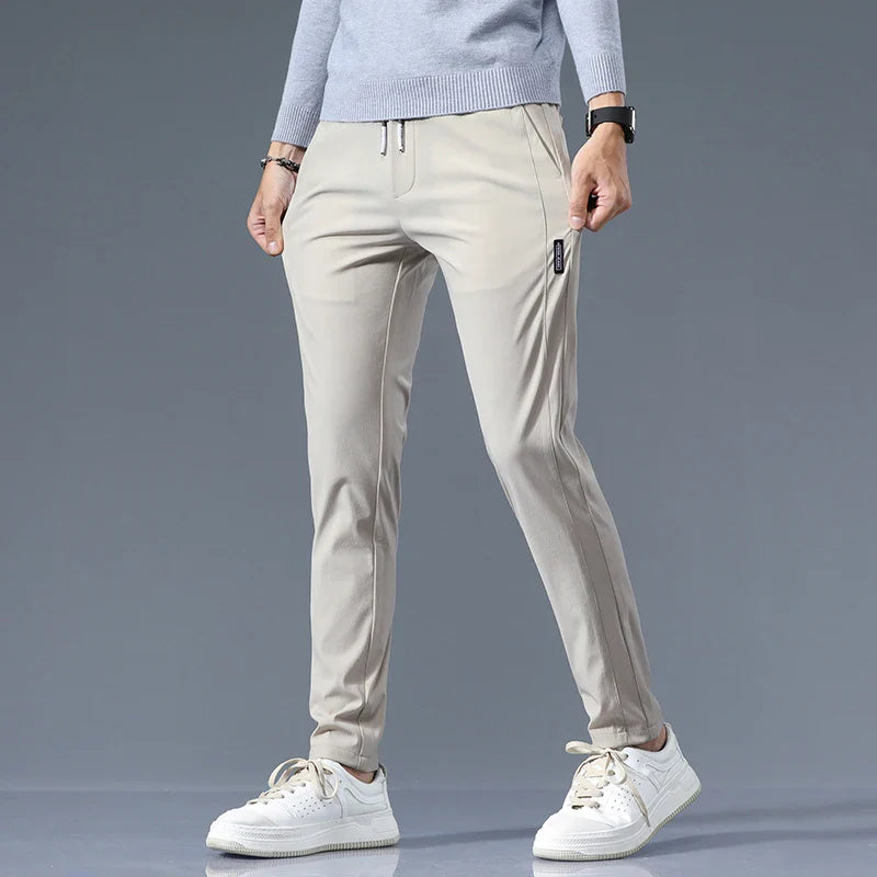 Men’s Drawstring Straight-Leg Trousers – Relaxed Casual Fit