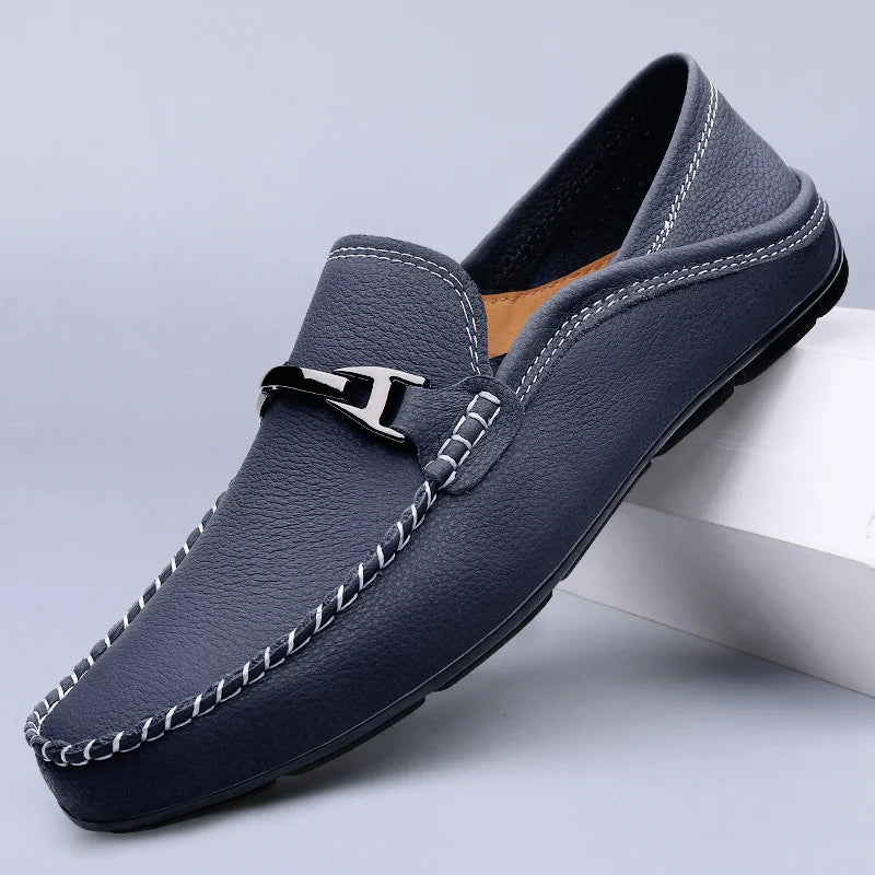 Men’s Slip-On Loafers – Metal Detail Moccasin Design