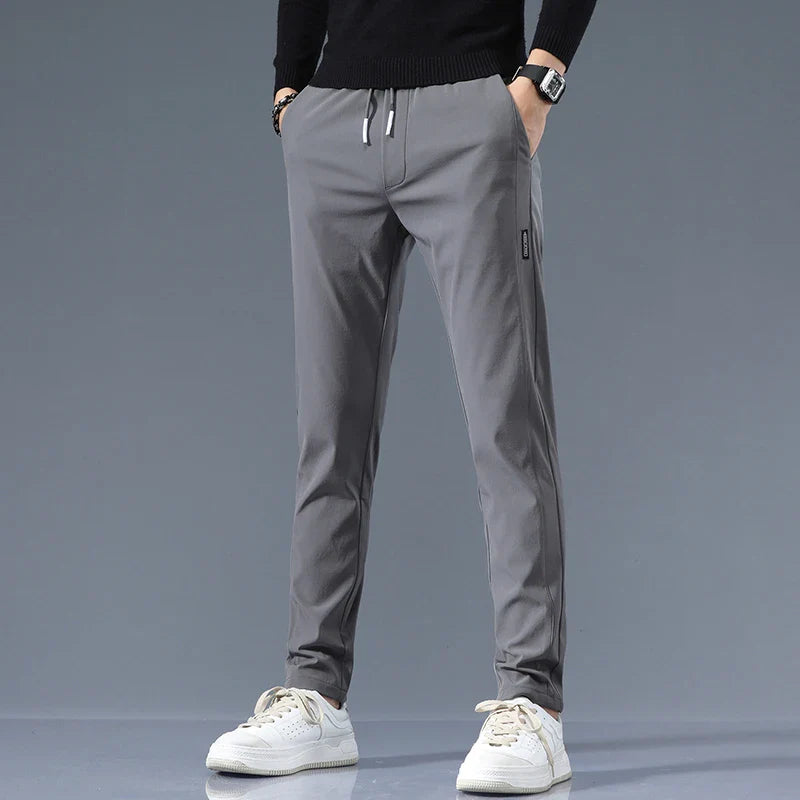 Men’s Drawstring Straight-Leg Trousers – Relaxed Casual Fit