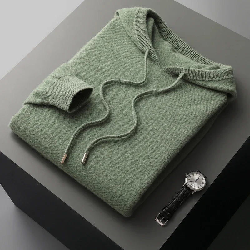 Men’s Hooded Jumper – Minimal Long Sleeve Pullover with Drawstring Detail