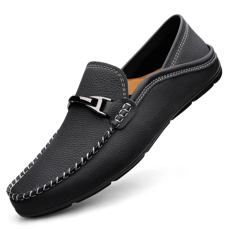 Men’s Slip-On Loafers – Metal Detail Moccasin Design