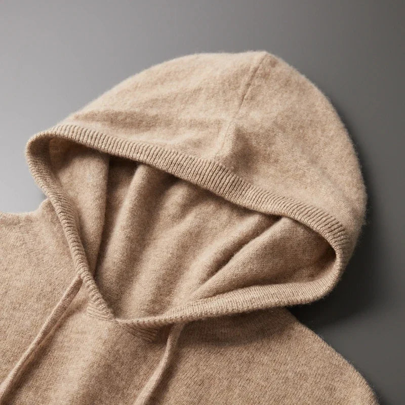 Men’s Hooded Jumper – Minimal Long Sleeve Pullover with Drawstring Detail