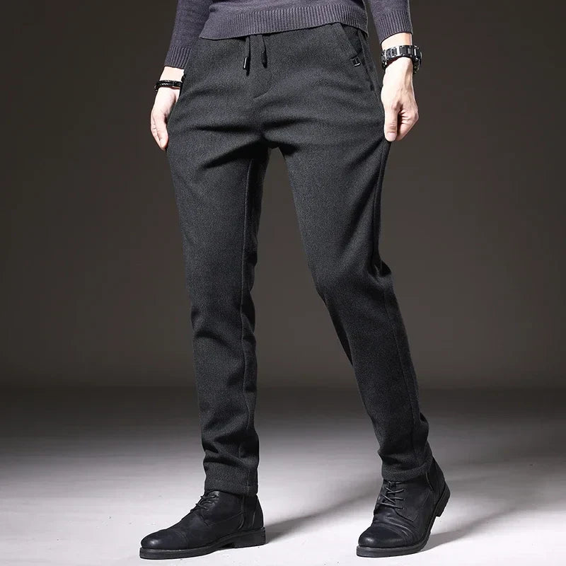 Men's Slim Fit Chinos - Drawstring Waist Zip Fly Tapered Leg