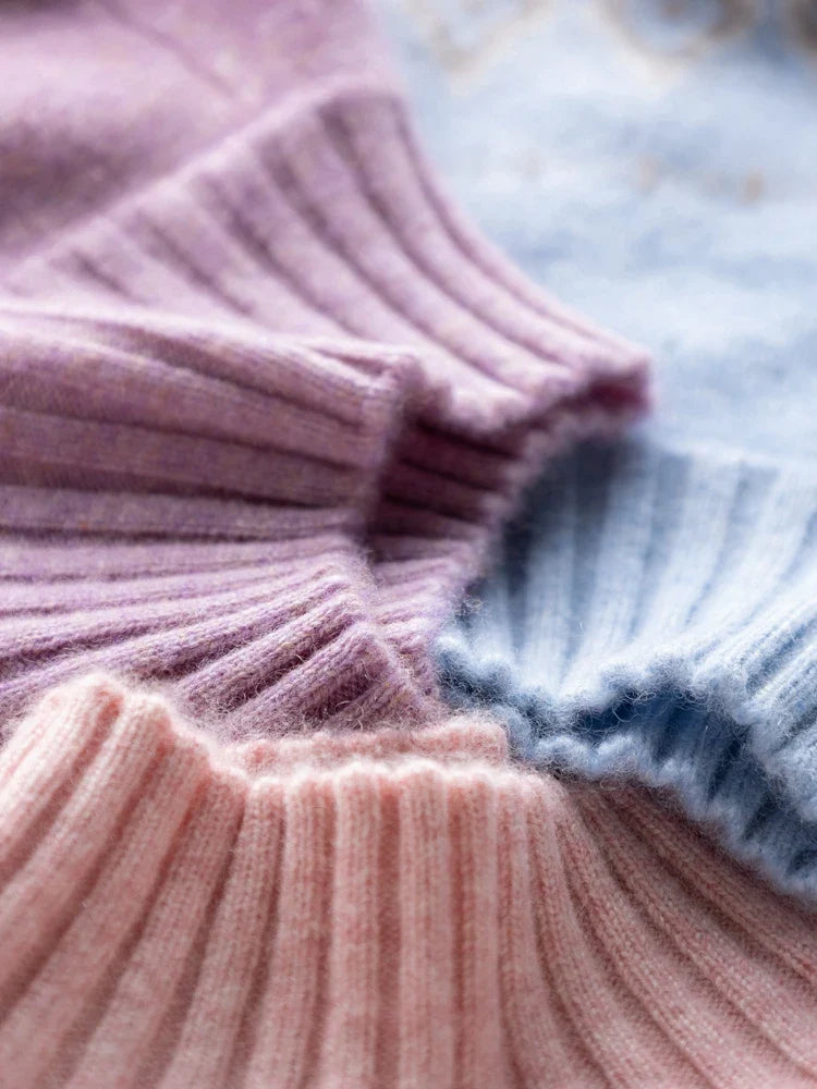 Women’s Jacquard High Neck Knitted Wool Jumper with Patterned Yoke and Ribbed Cuffs