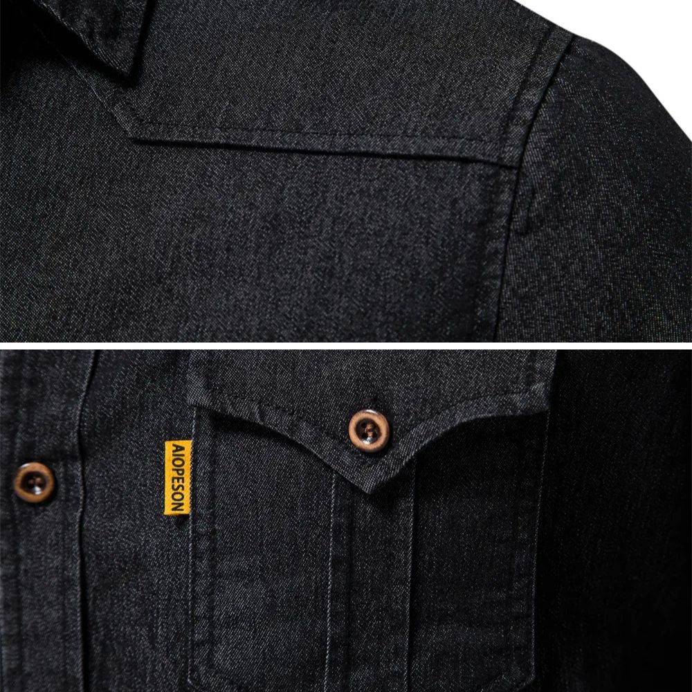Men's Denim Shirt - Long Sleeve Button Up - Dual Chest Pockets