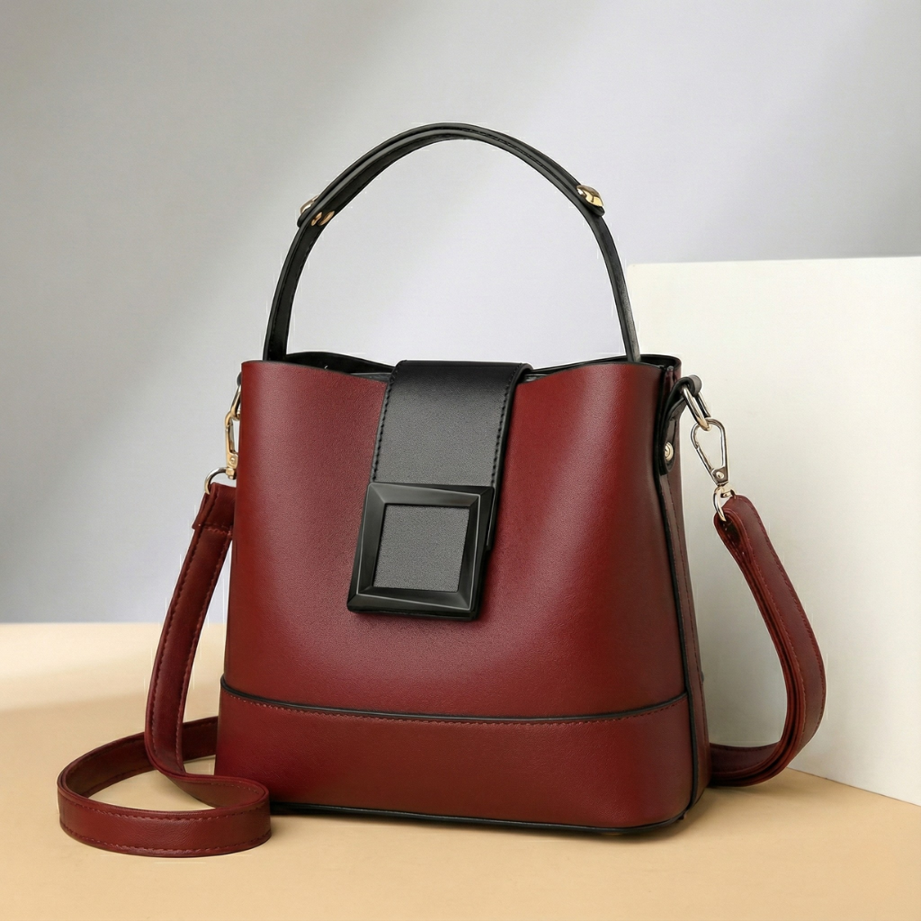 Women’s Structured Bucket Handbag – Large Capacity Crossbody Style