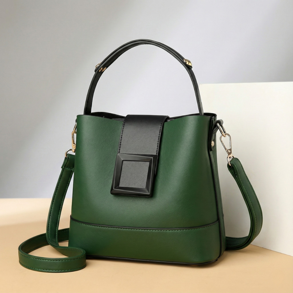 Women’s Structured Bucket Handbag – Large Capacity Crossbody Style