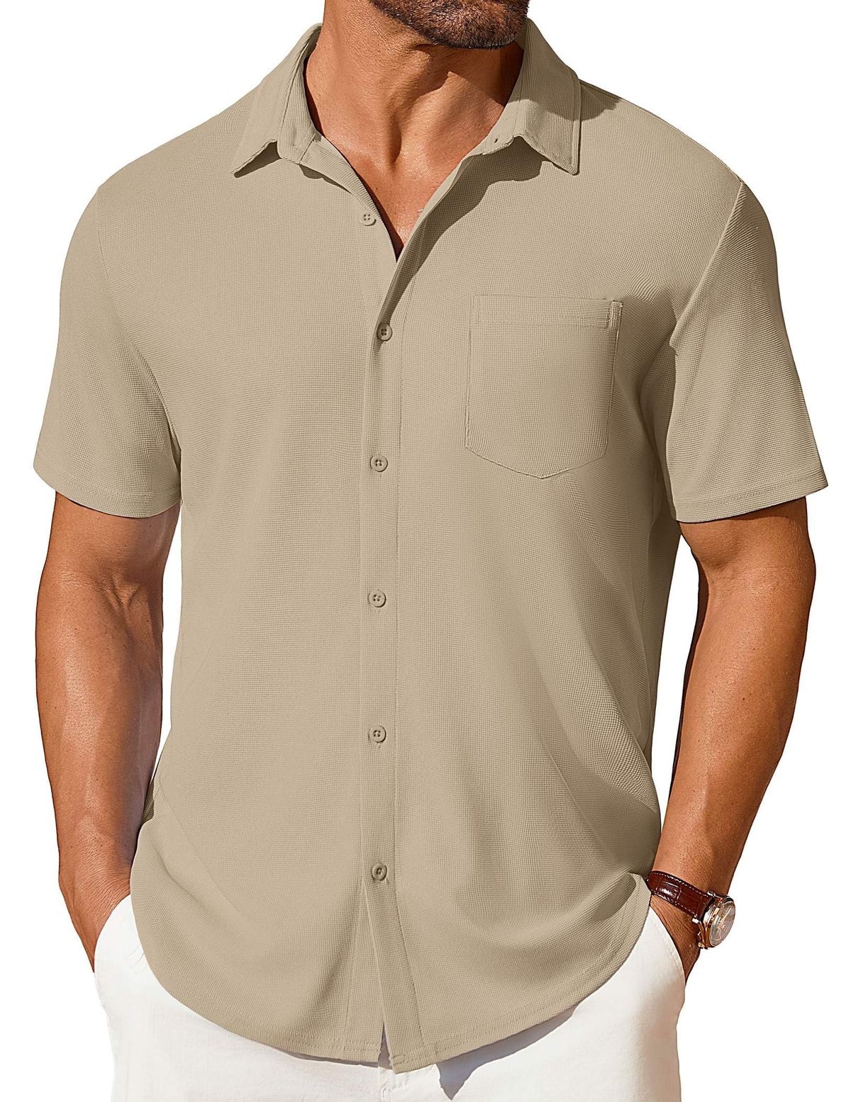 Men’s Short Sleeve Button-Up Shirt – Refined Casual Summer Essential