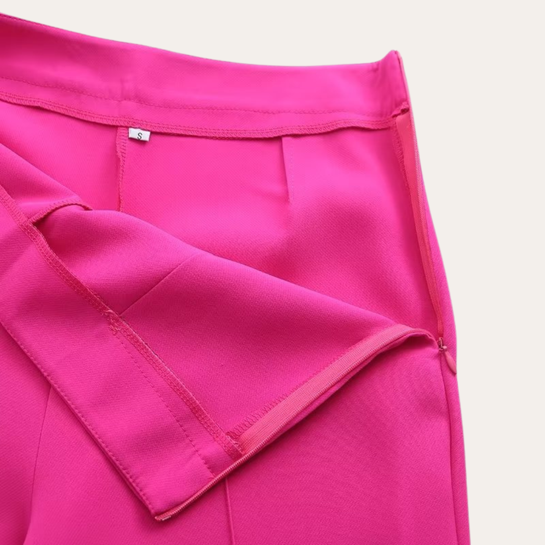Women's Pant Suit Set - Shawl Collar Belted Blazer and Wide-Leg Pants
