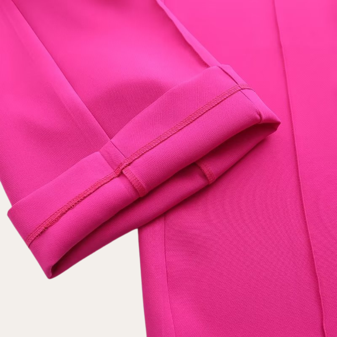 Women's Pant Suit Set - Shawl Collar Belted Blazer and Wide-Leg Pants