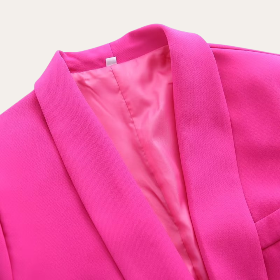 Women's Pant Suit Set - Shawl Collar Belted Blazer and Wide-Leg Pants
