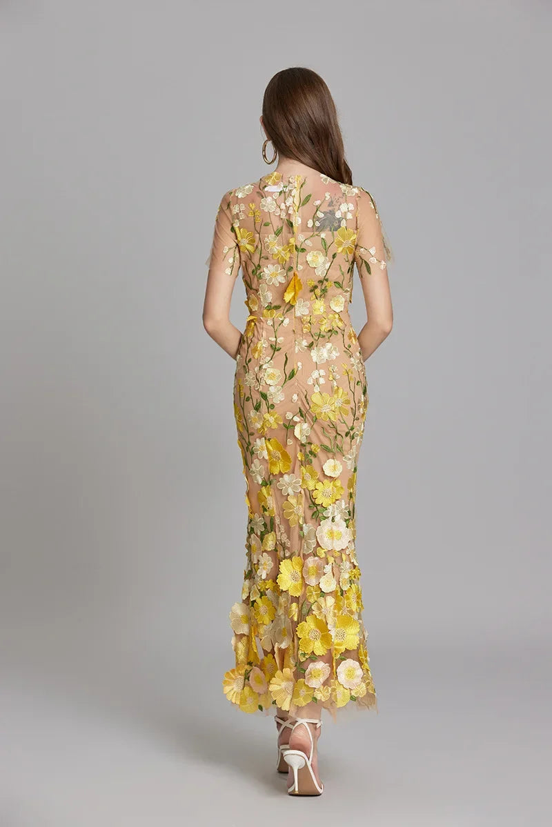 Women’s Floral Embroidered Maxi Occasion Dress