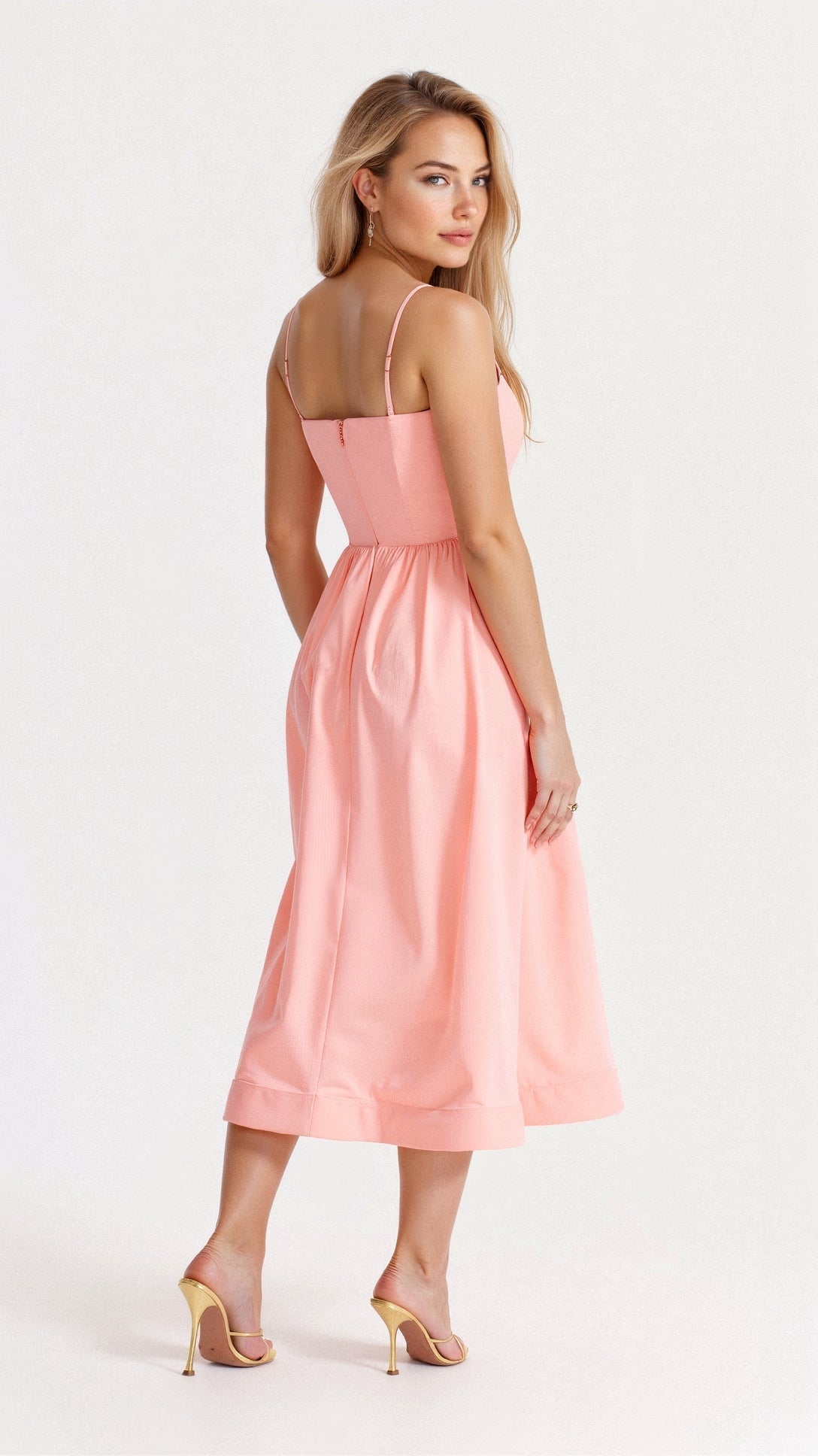Women's Midi Dress - Scoop Neck - Spaghetti Strap - A-Line