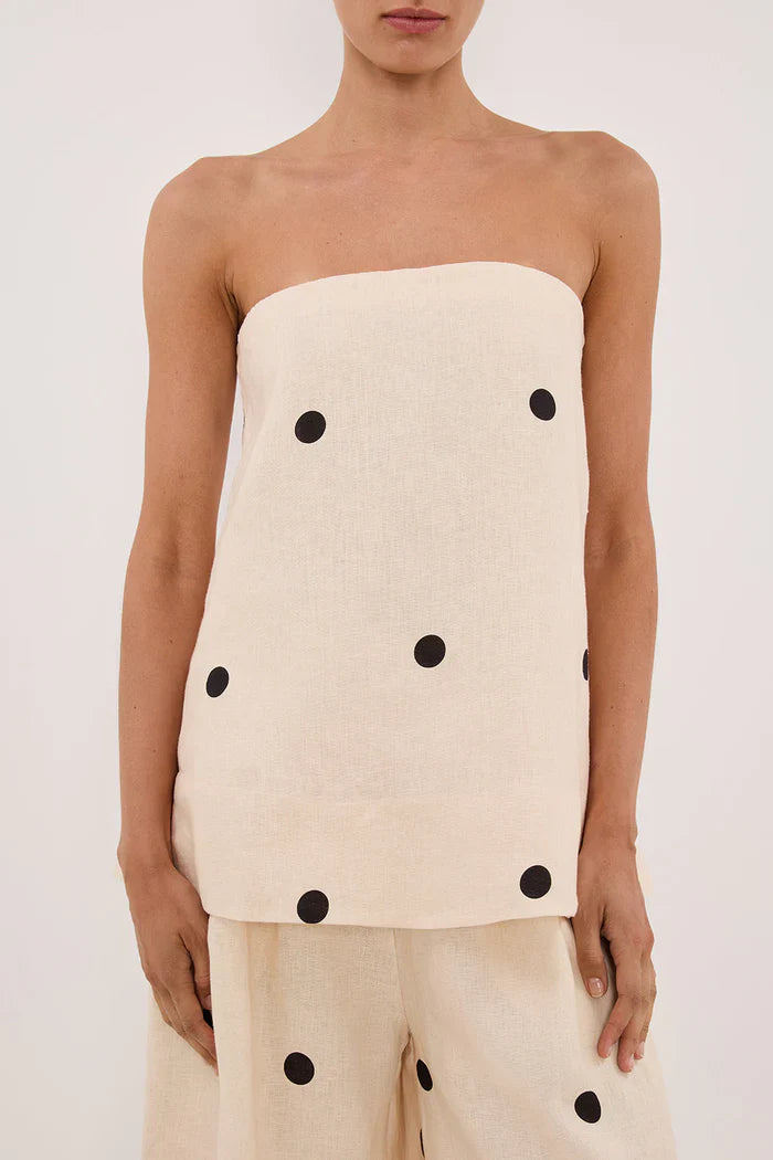 Women’s Polka Dot Strapless Top and Wide-Leg Set