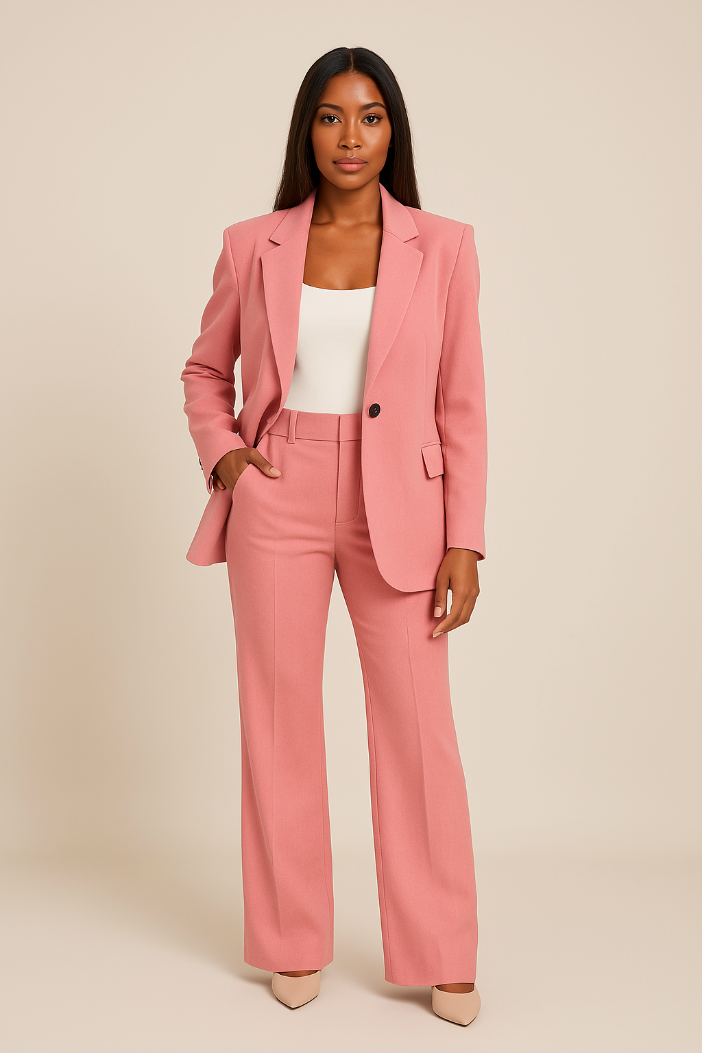 Women’s Tailored Pants Suit – Sleek Blazer and Trousers for Modern Elegance