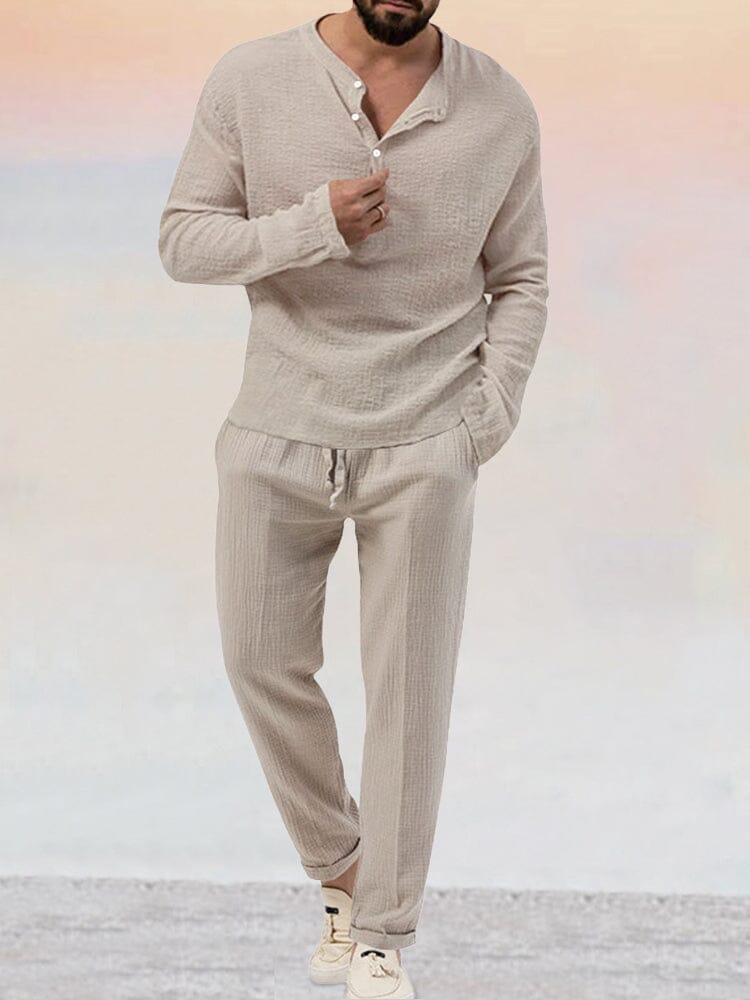 Men's Two Piece Set Long Sleeve Top and Straight Leg Pants