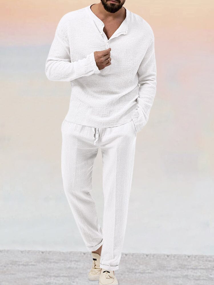 Men's Two Piece Set Long Sleeve Top and Straight Leg Pants