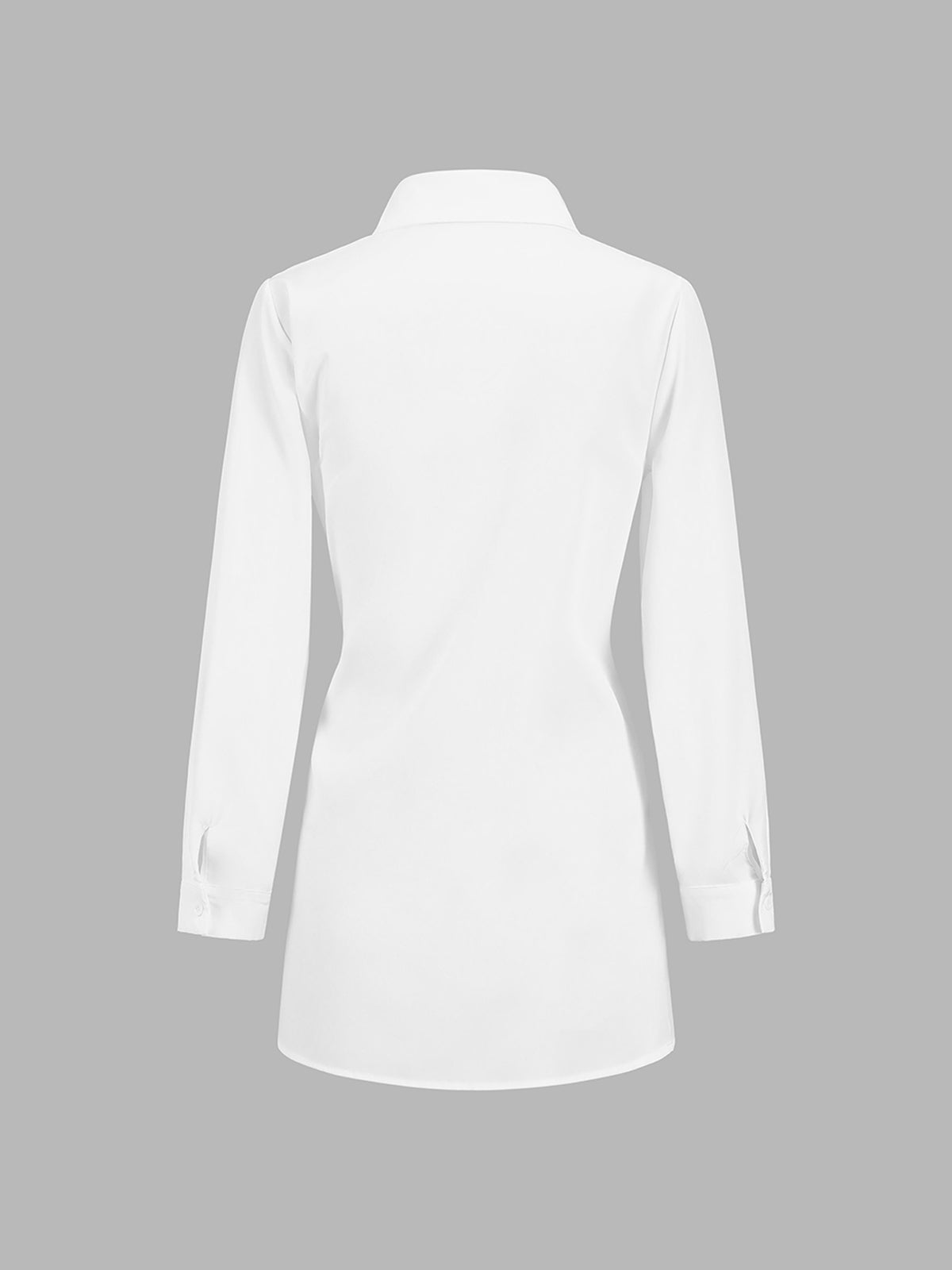 Women's Long Sleeve Button Shirt - Tie Belt Collar