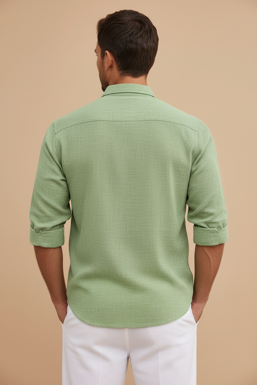 Men’s Long Sleeve Henley Shirt with Button Placket and Relaxed Fit