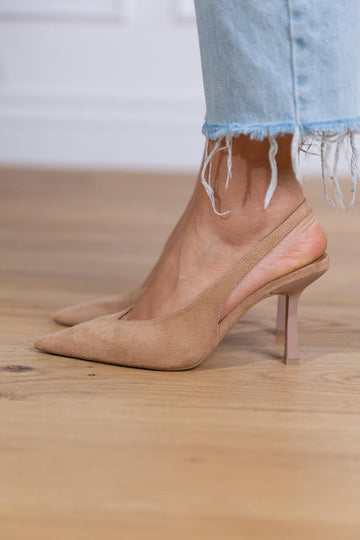Women's Pointed Toe Slingback Heels - Mid Height Stilettos