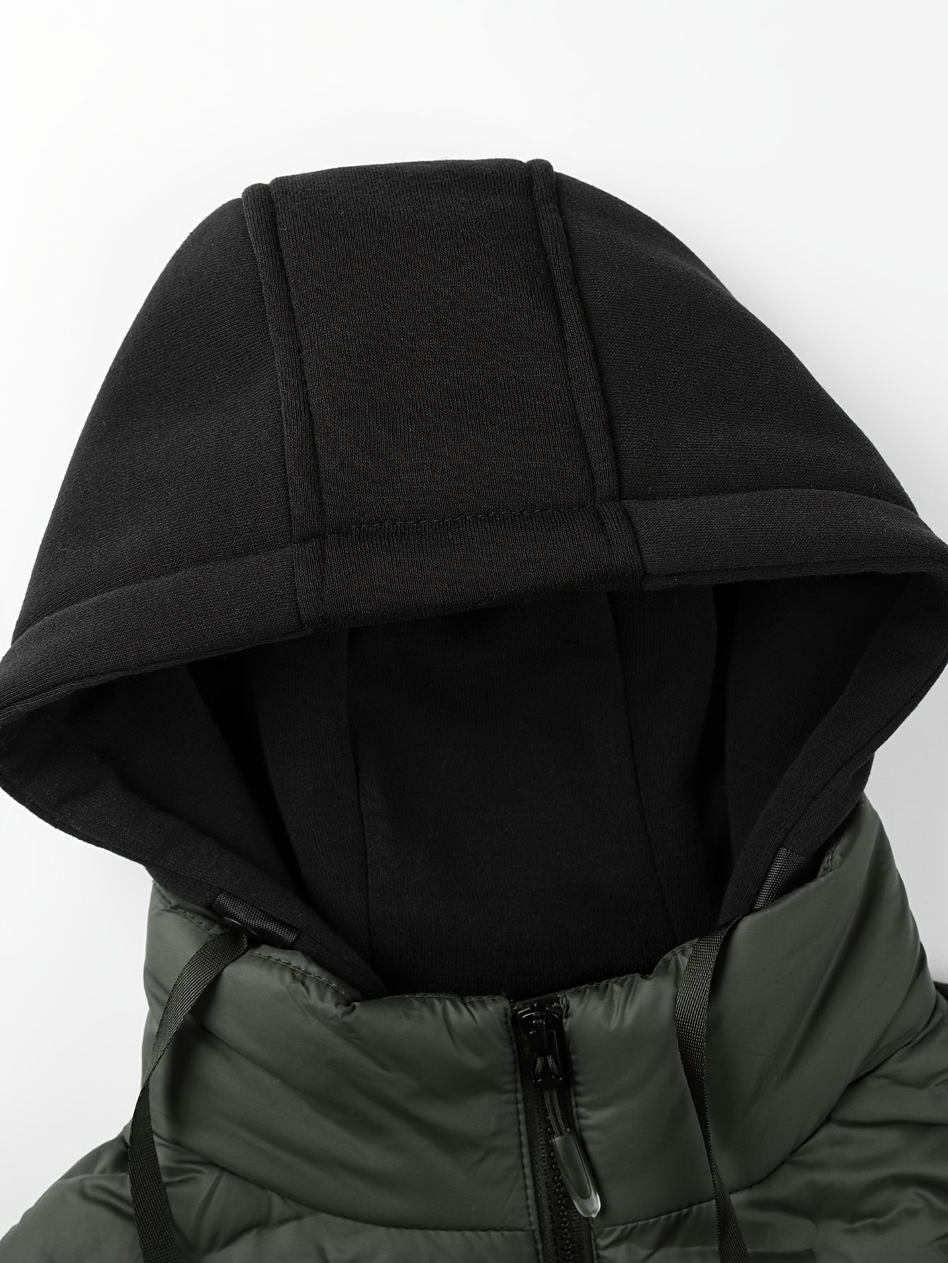Men's Padded Vest - Hooded Sleeveless Zip Front with Quilted Brick Pattern