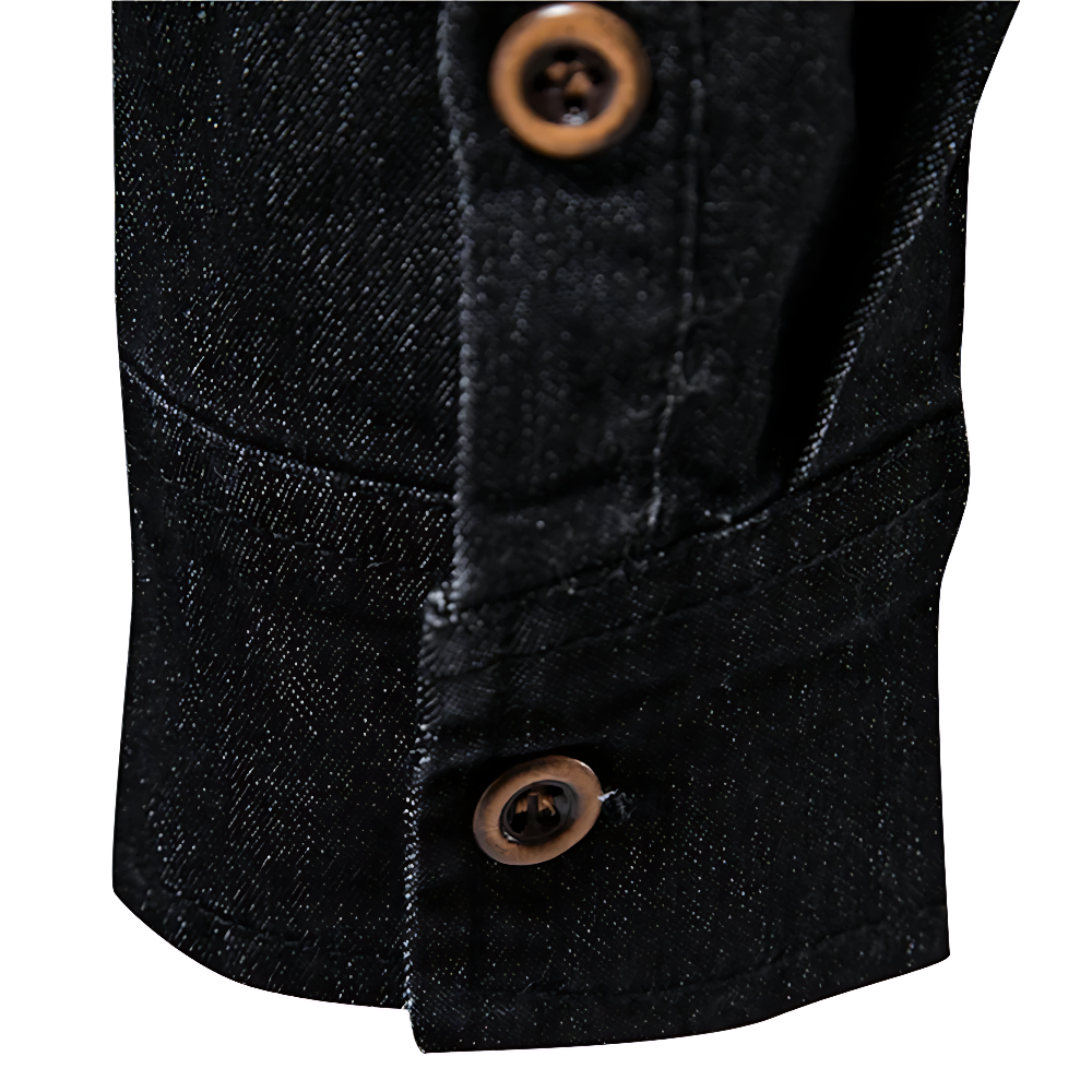 Men's Denim Shirt - Long Sleeve Button Up - Dual Chest Pockets